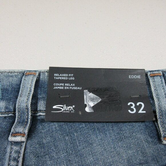 Silver Jeans mens medium wash distressed Eddie relaxed fit tapered 32x30 NWT - Picture 6 of 9